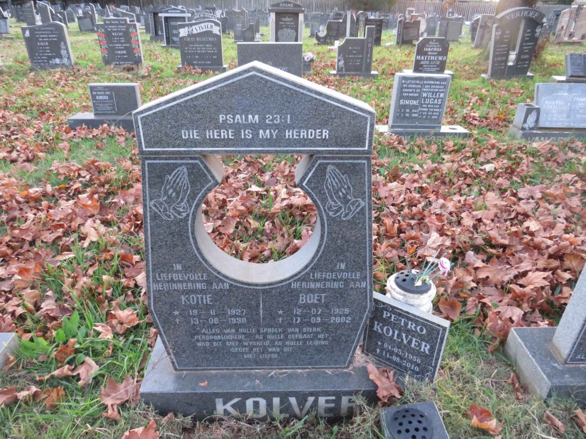 KOLVER Boet 1925-2002 & Kotie 1927-1998 :: KOLVER Petro 1956-2010