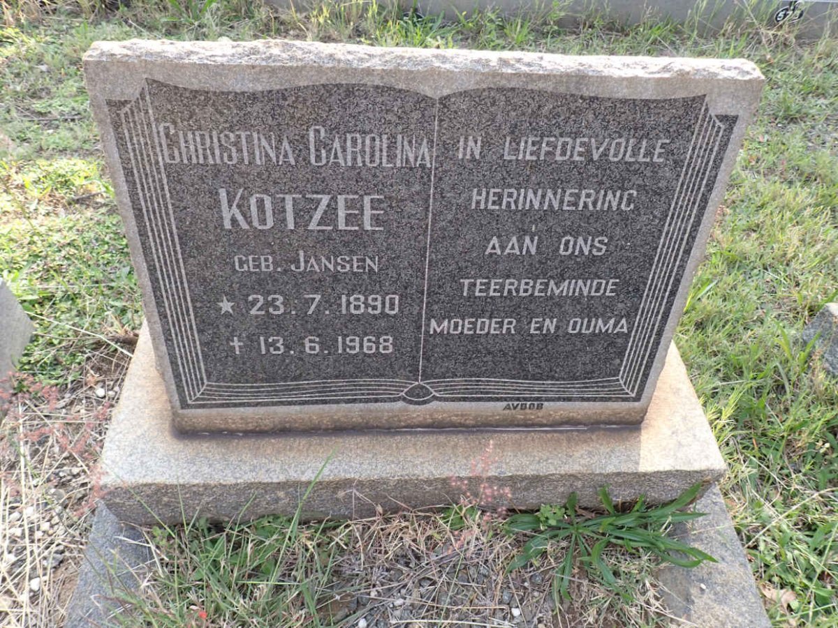 KOTZEE Christina Carolina nee JANSEN 1890-1968