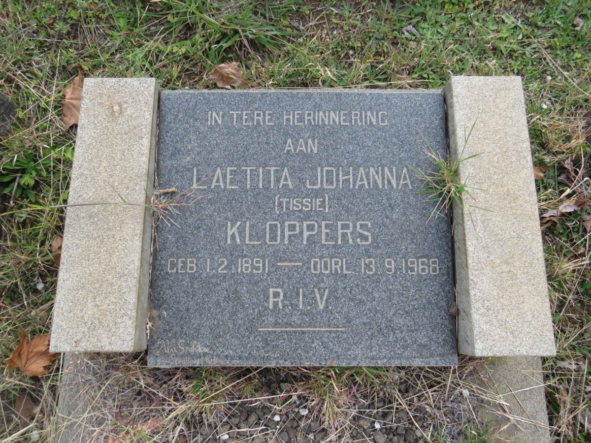 KLOPPERS Laetita Johanna 1891-1968