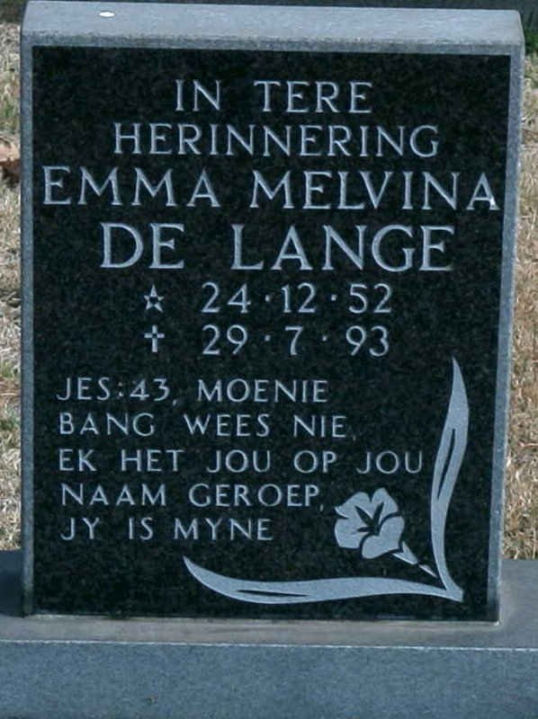 LANGE Emma Melvina, de 1952-1993