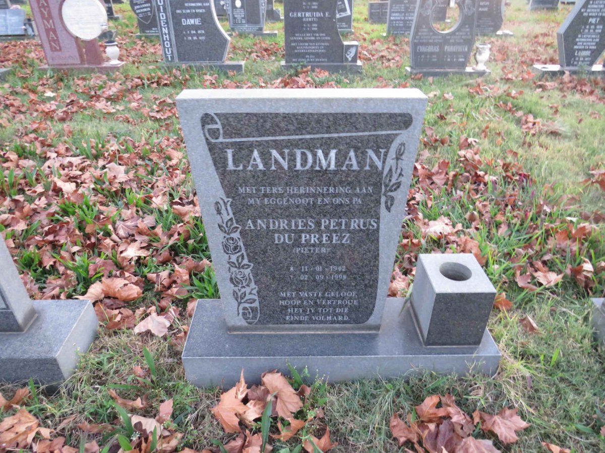 LANDMAN Andries Petrus Du Preez 1942-1998