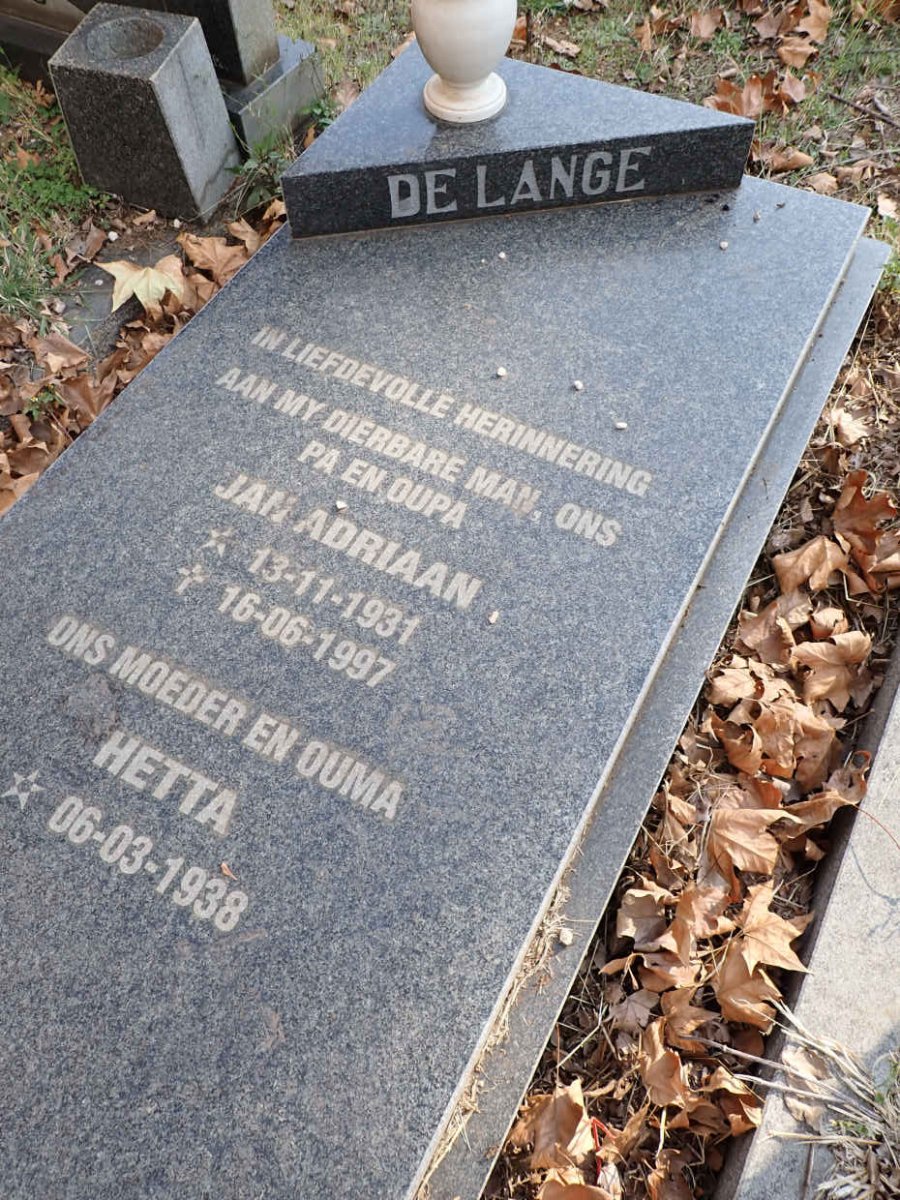 LANGE Jan Adriaan, de 1931-1997 &amp; Hetta 1938-