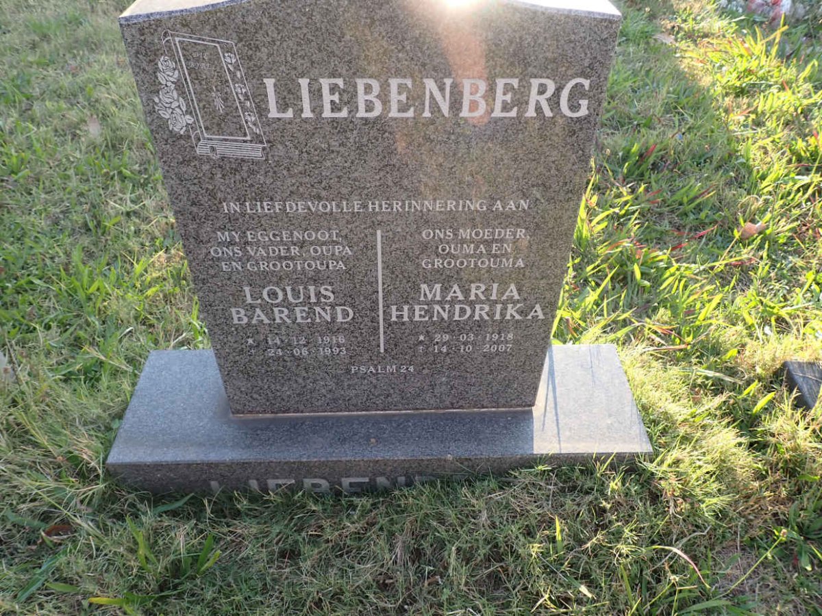 LIEBENBERG Louis Barend 1916-1993 &amp; Maria Hendrika 1918-2007