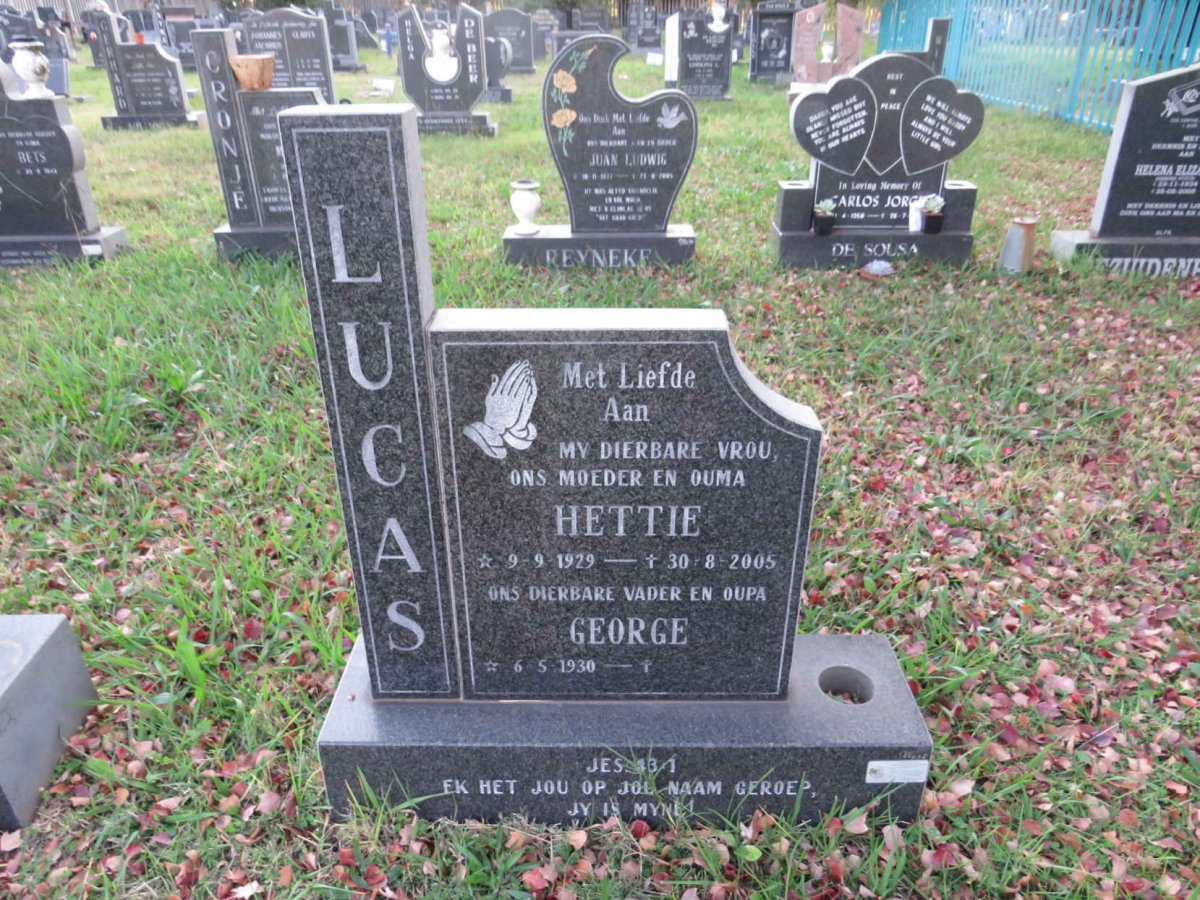 LUCAS George 1930- &amp; Hettie 1929-2005