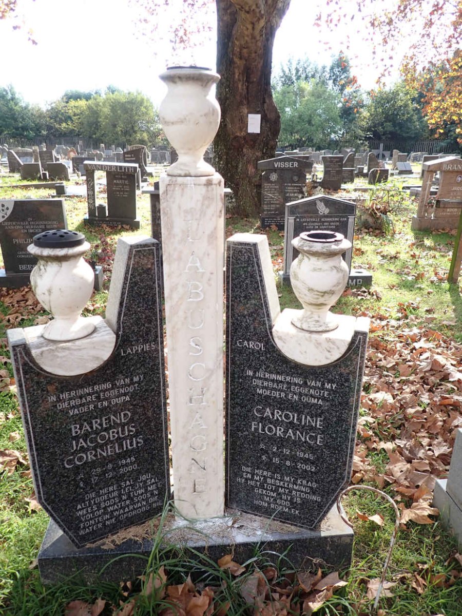 LABUSCHAGNE Barend Jacobus Cornelius 1945-2000 &amp; Caroline Florance 1945-2002