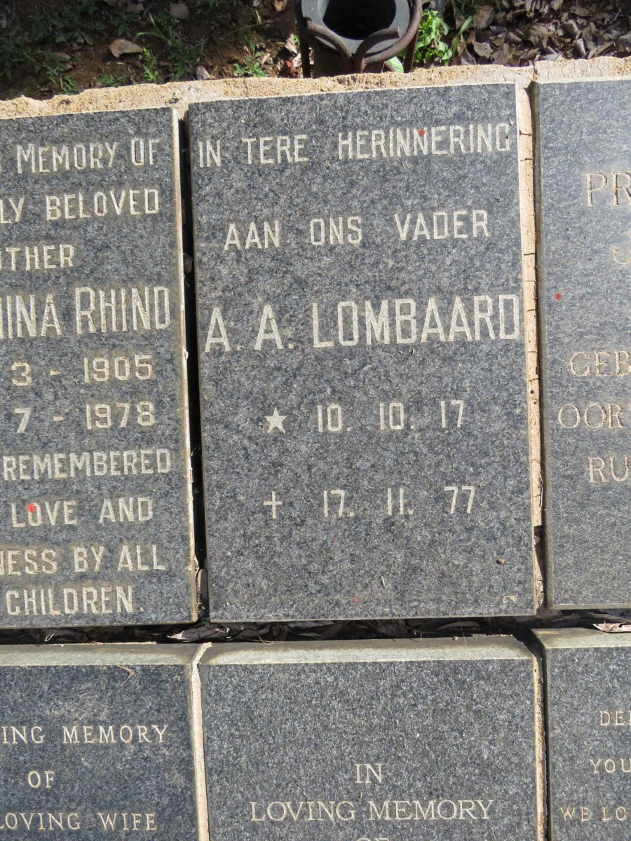 LOMBAARD A.A. 1917-1977