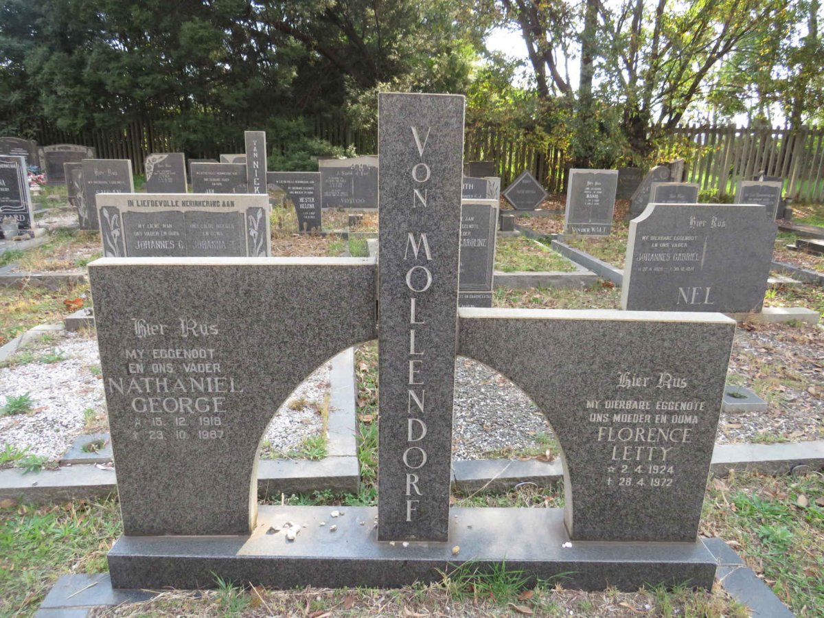 MOLLENDORF Nathaniel George, von 1918-1987 &amp; Florence Letty 1924-1972