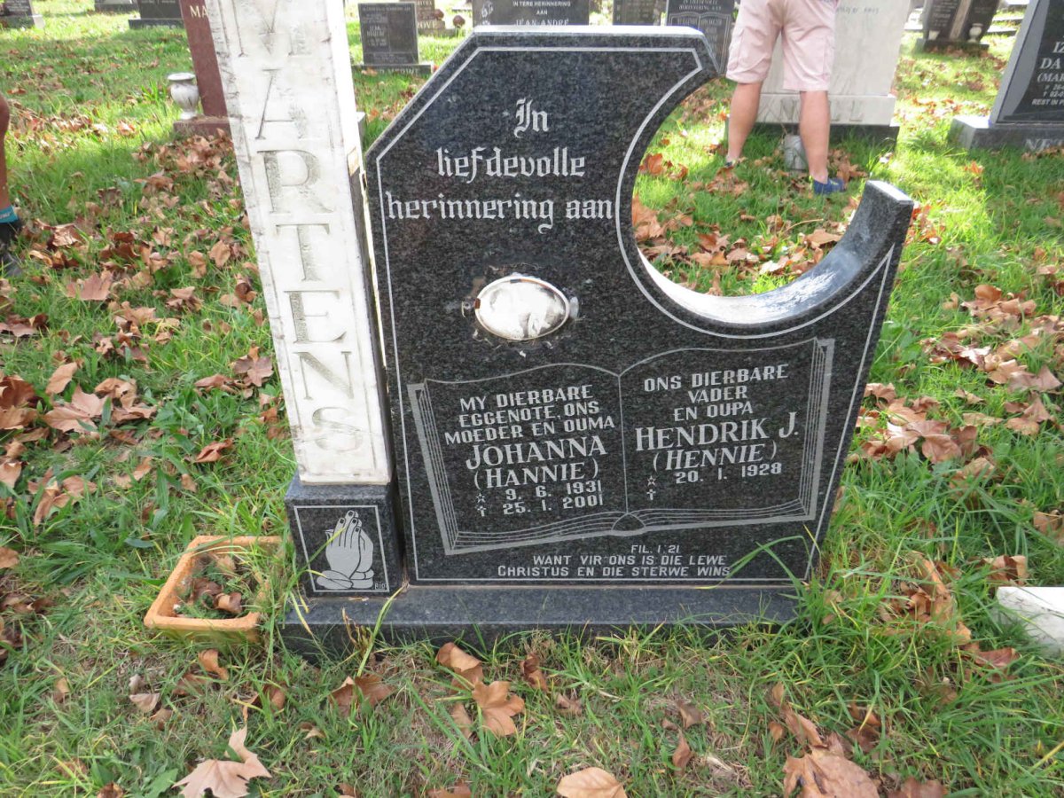 MARTENS Hendrik J. 1928- &amp; Johanna 1931-2001