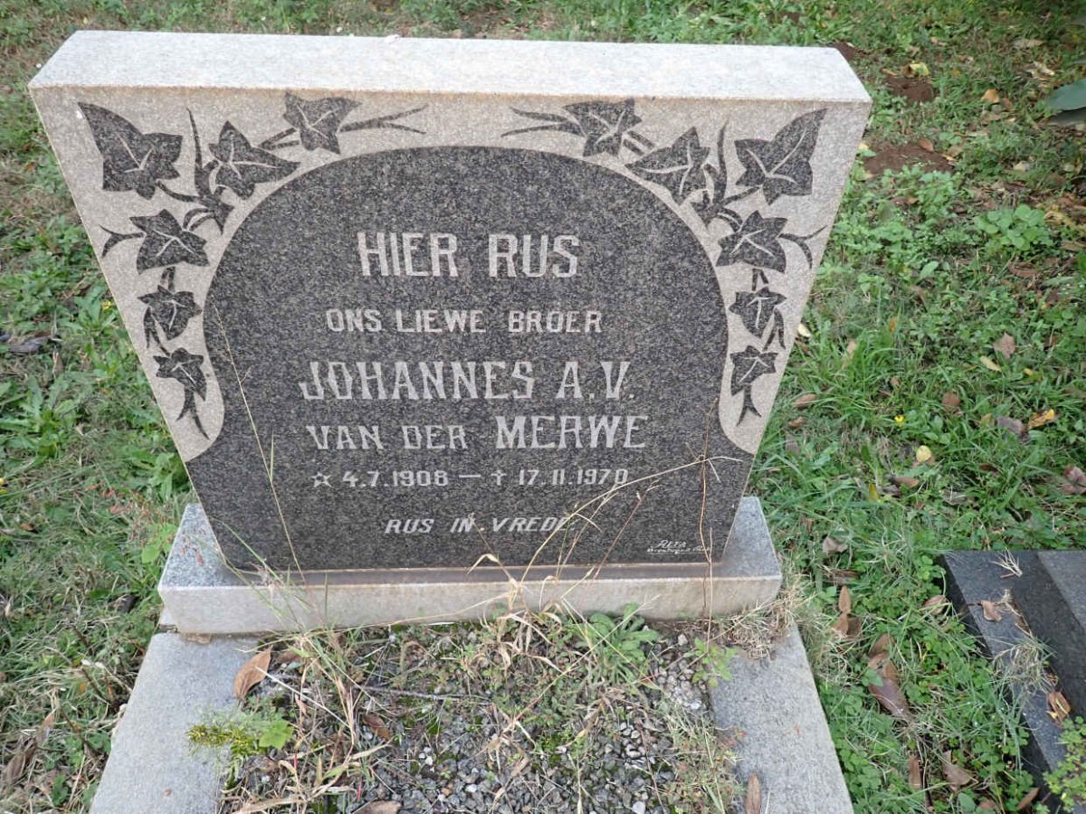 MERWE Johannes A.V., van der 1908-1970