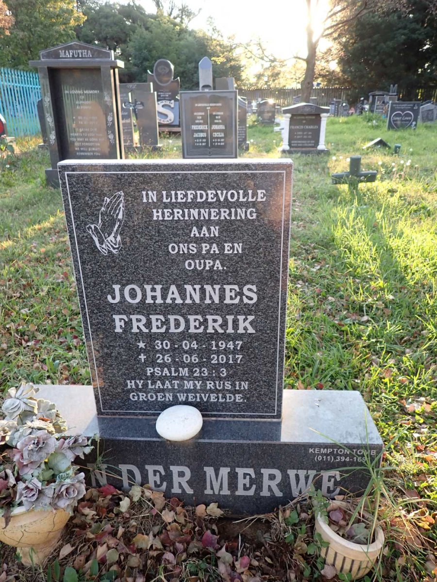 MERWE Johannes Frederik, van der 1947-2017
