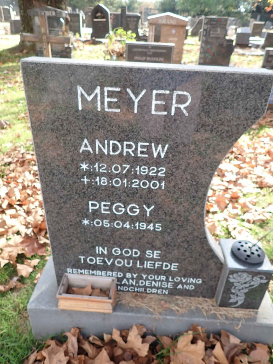 MEYER Andrew 1922-2001 &amp; Peggy 1945-