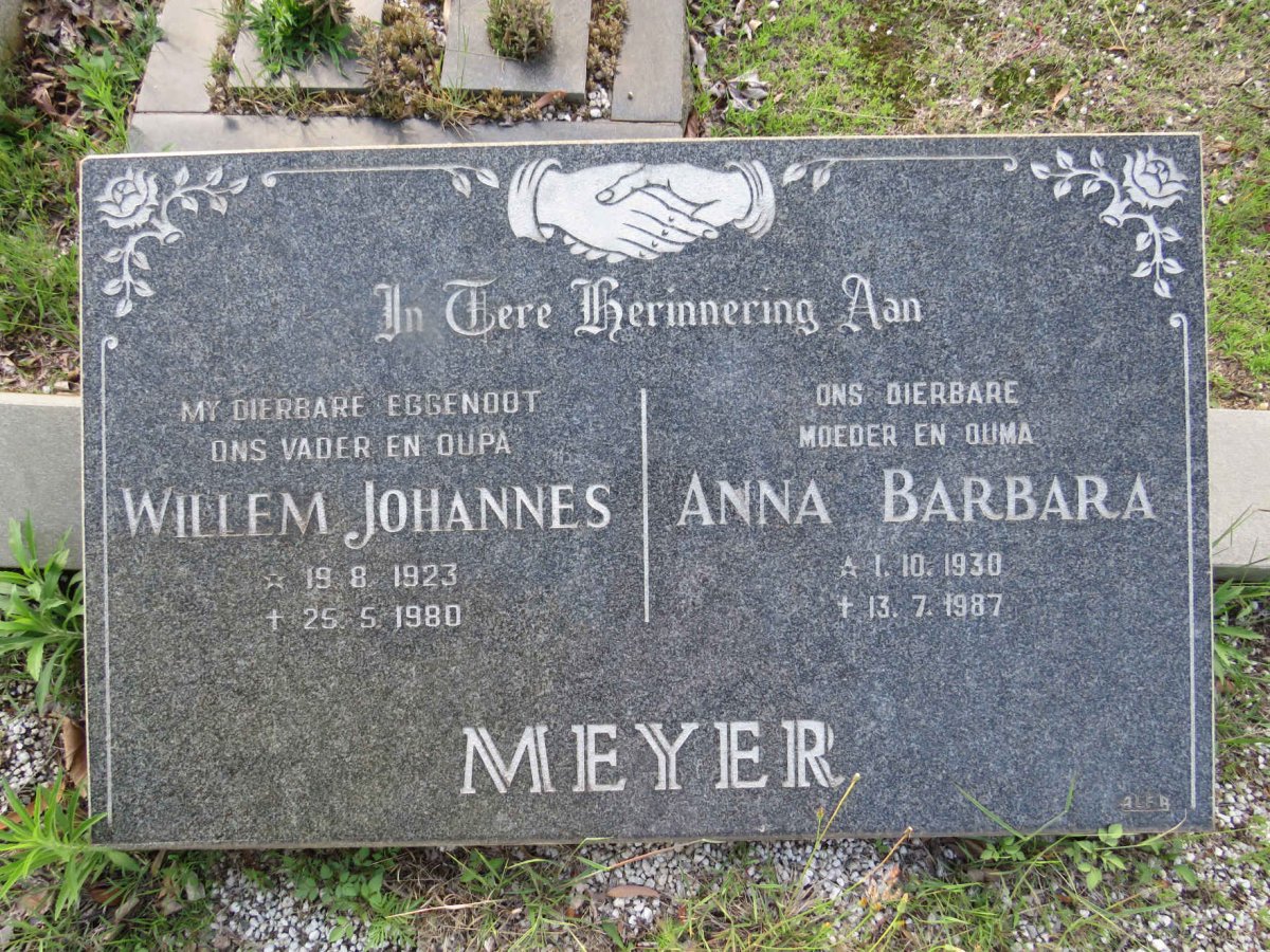 MEYER Willem Johannes 1923-1980 &amp; Anna Barbara 1930-1987