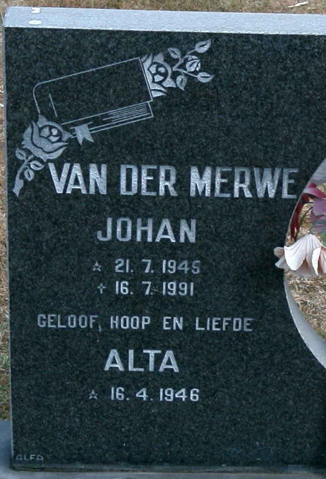 MERWE Johan, van der 1945-1991 &amp; Alta 1946-