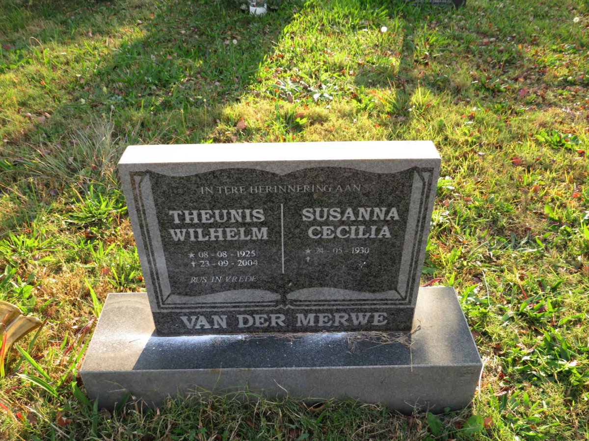 MERWE Theunis Wilhelm, van der 1925-2004 &amp; Susanna Cecilia 1930-