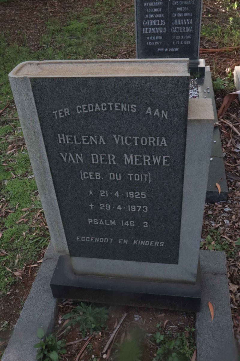 MERWE Helena Victoria, van der nee DU TOIT 1925-1973
