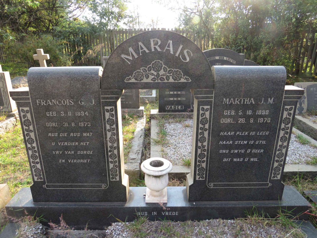 MARAIS Francois G. J. 1894-1973 &amp; Martha J.M. 1898-1970