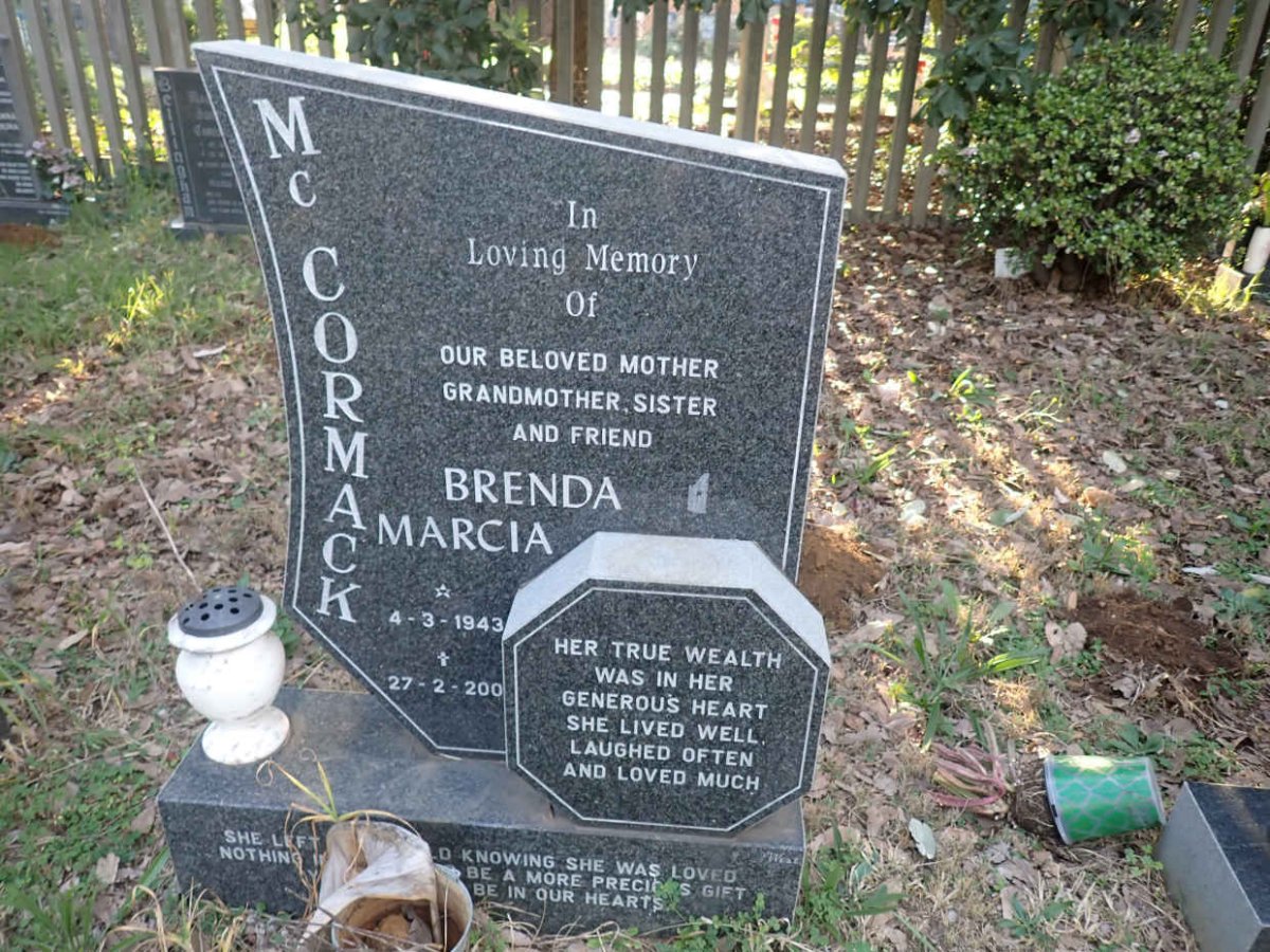 MCCORMACK Brenda Marcia 1943-200?