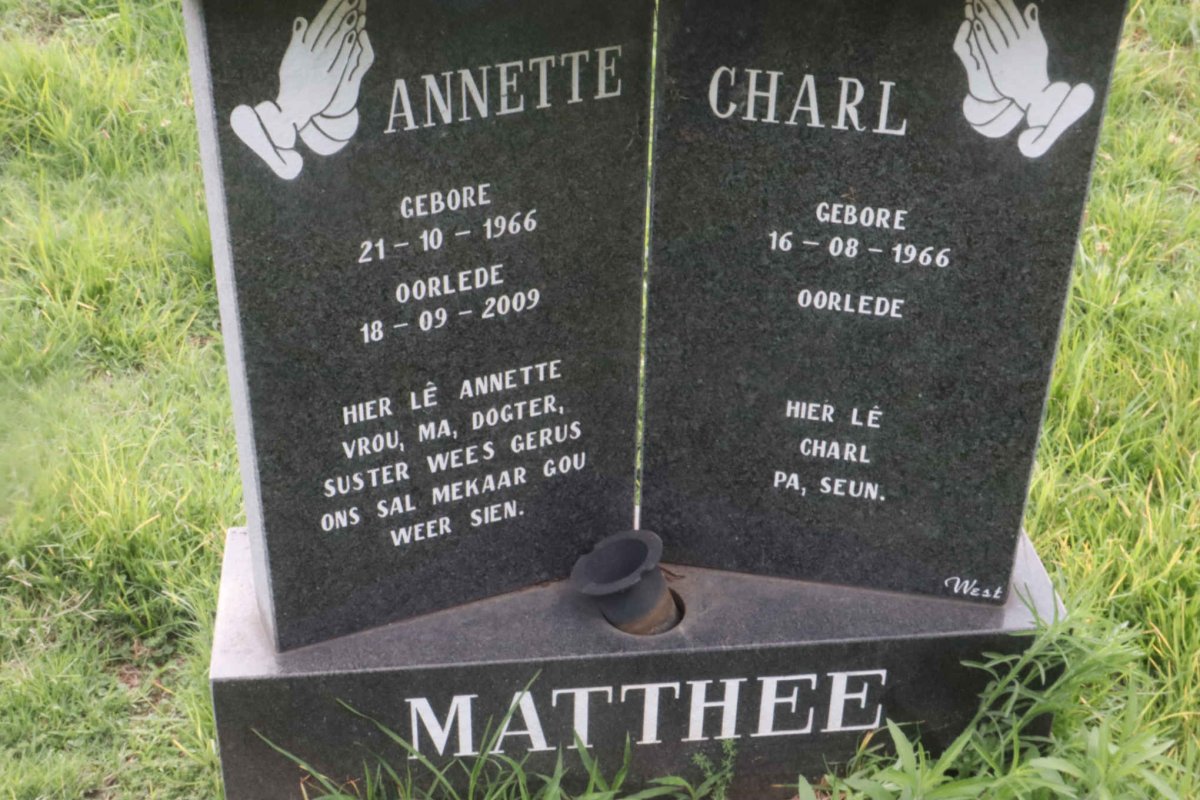 MATTHEE Charl 1966- &amp; Annette 1966-2009