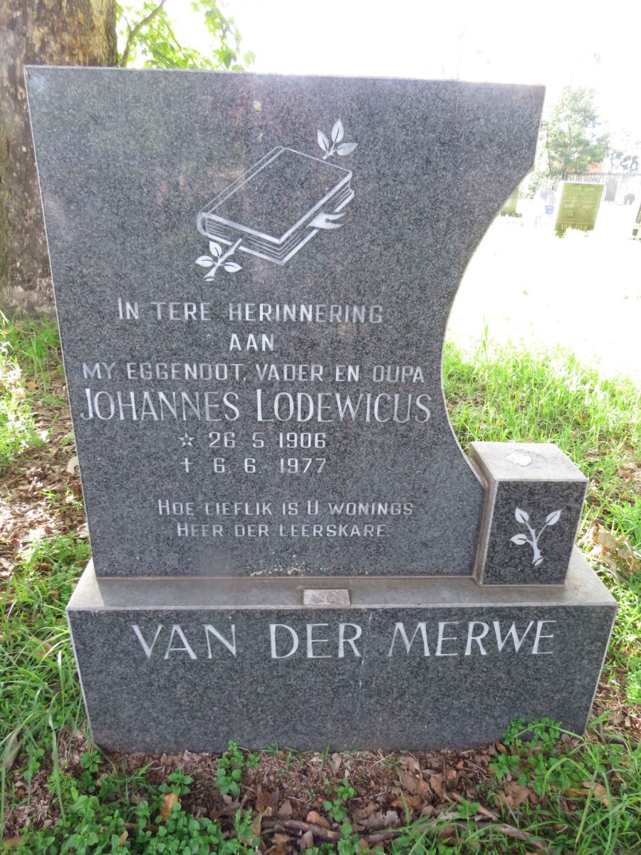 MERWE Johannes Lodewicus, van der 1906-1977