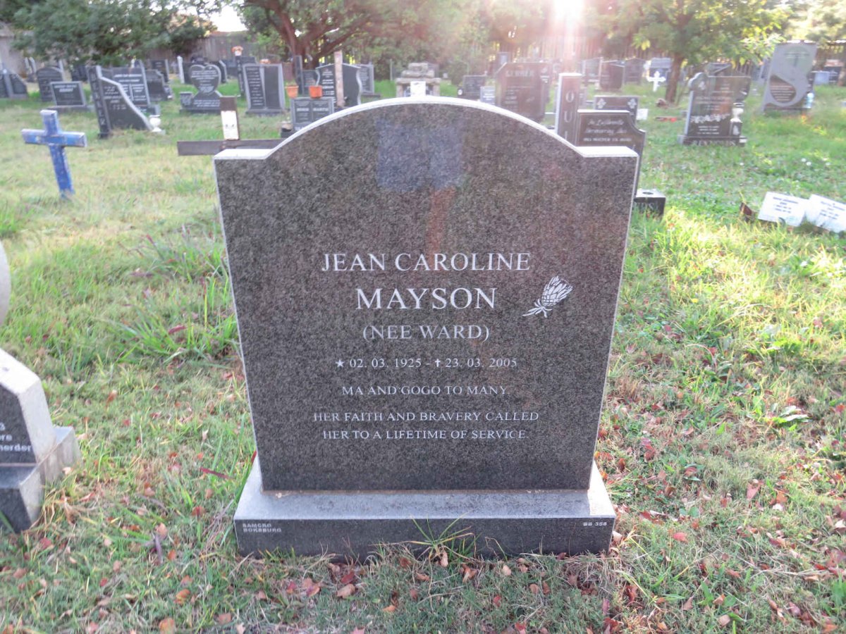 MAYSON Jean Caroline nee WARD 1925-2005