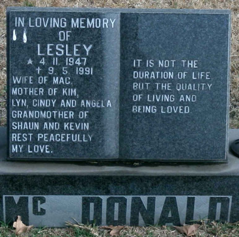 McDONALD Lesley 1947-1991