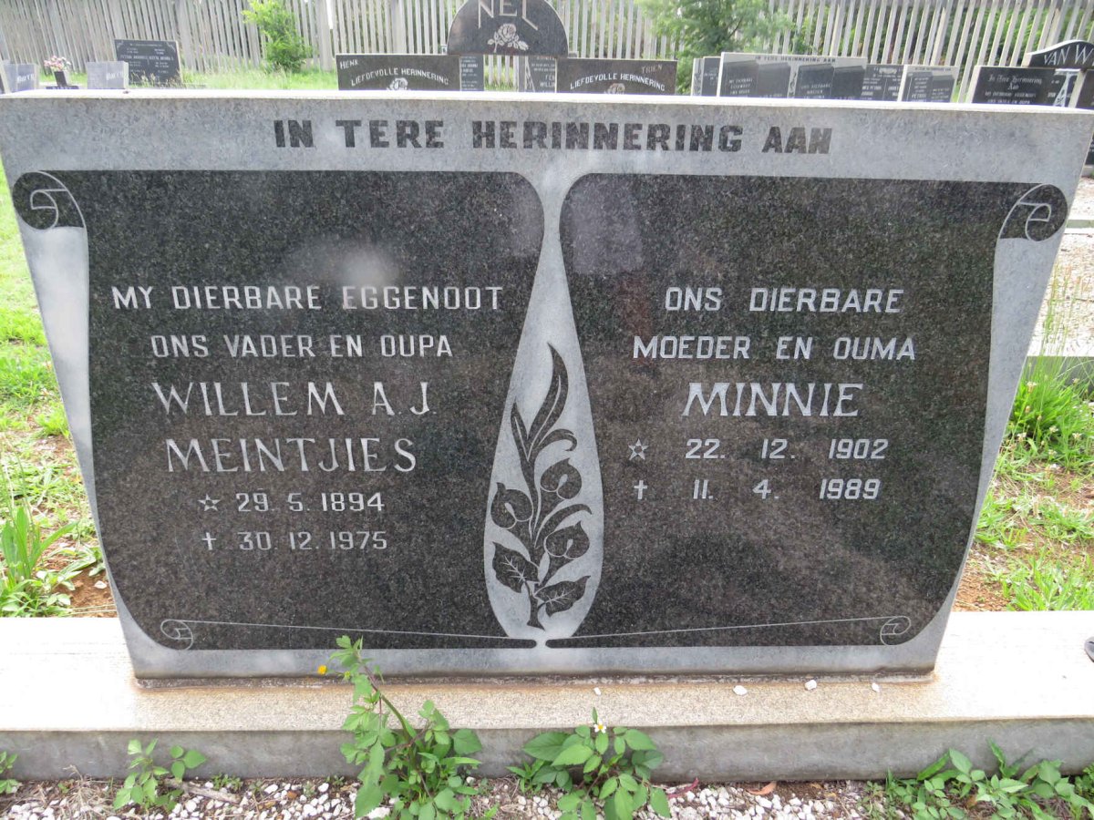 MEINTJIES Willem A.J. 1894-1975 &amp; Minnie 1902-1989