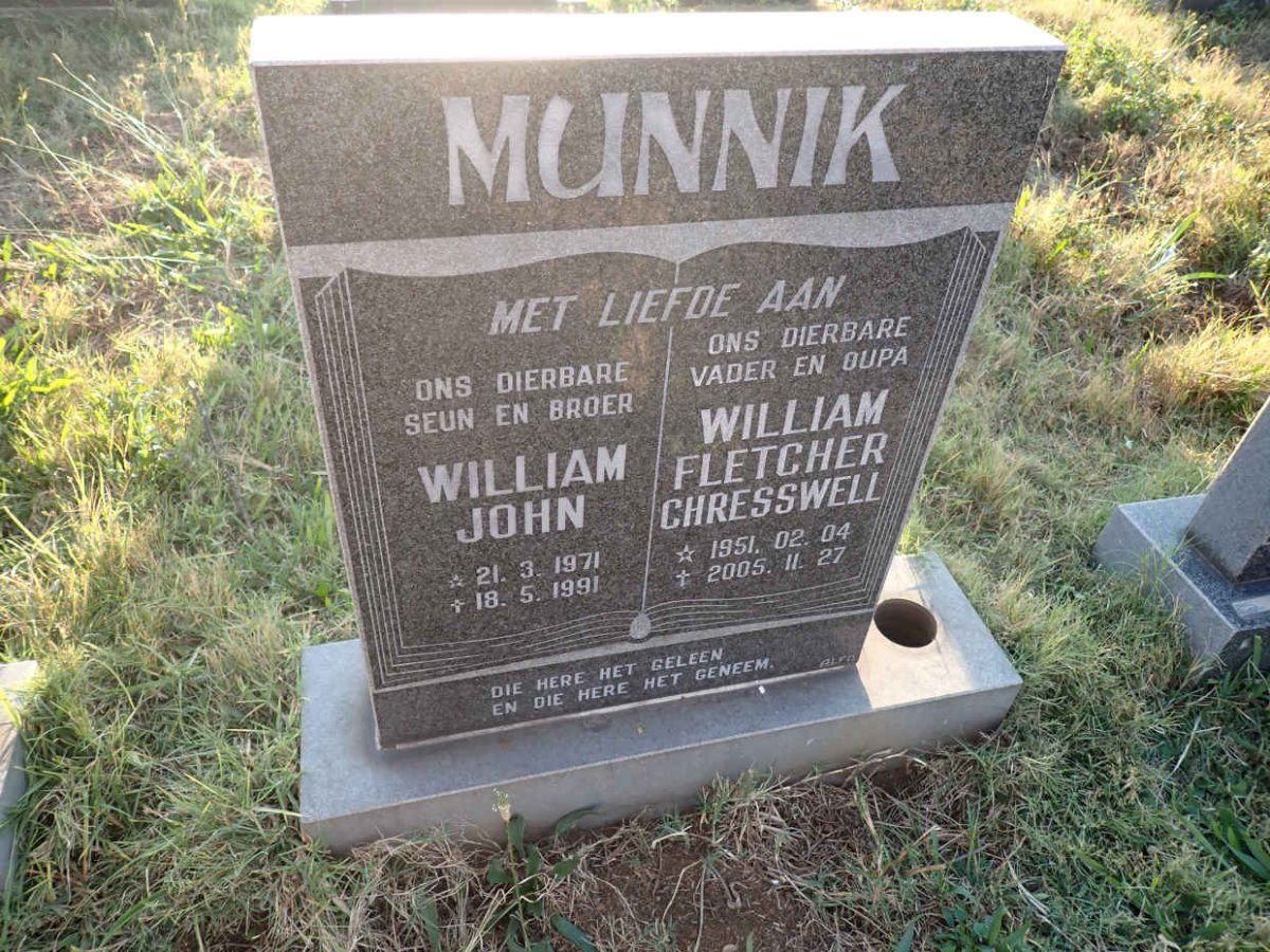 MUNNIK William John 1971-1991 :: MUNNIK William Fletcher Chresswell 1951-2005