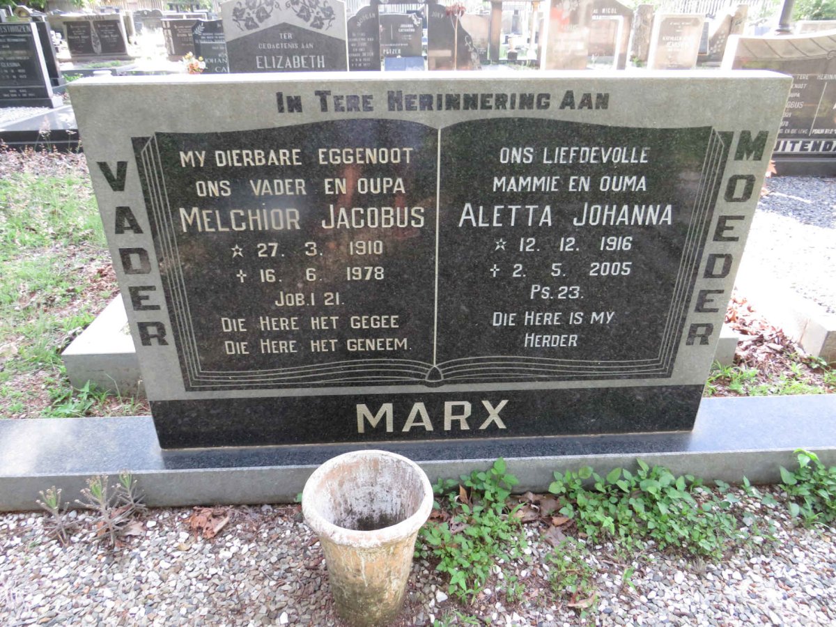 MARX Melchior Jacobus 1910-1978 &amp; Aletta Johanna 1916-2005