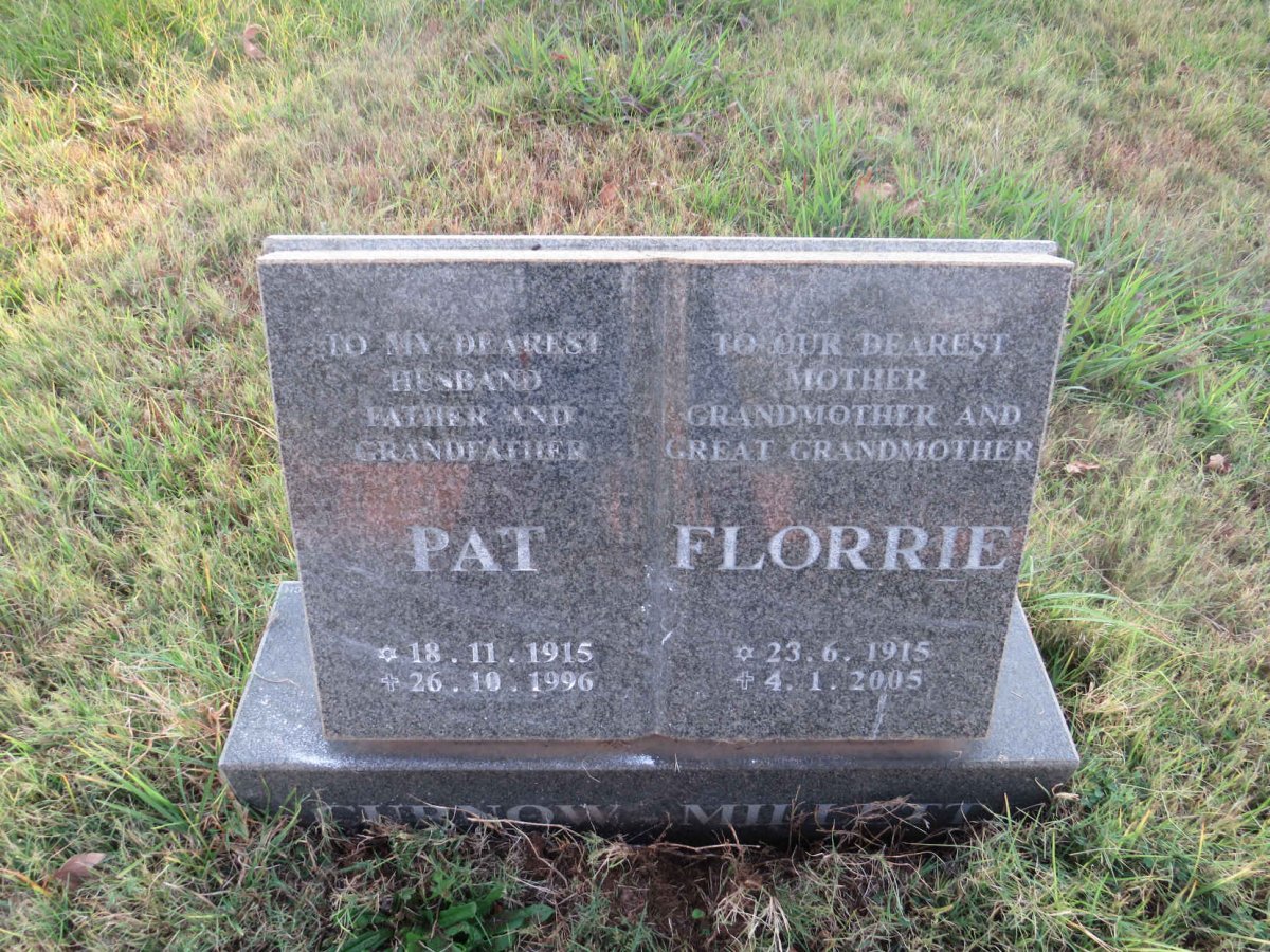 MILLETT Pat, CURNOW- 1915-1996 &amp; Florrie 1915-2005