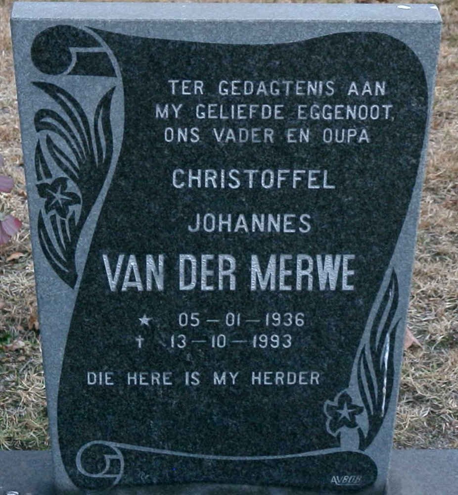 MERWE Christoffel Johannes, van der 1936-1993