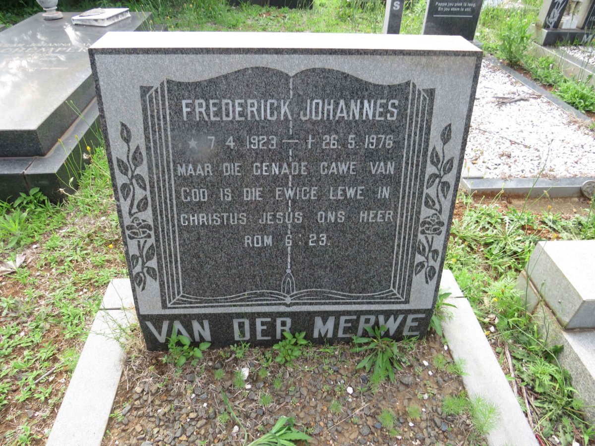 MERWE Frederick Johannes, van der 1923-1976