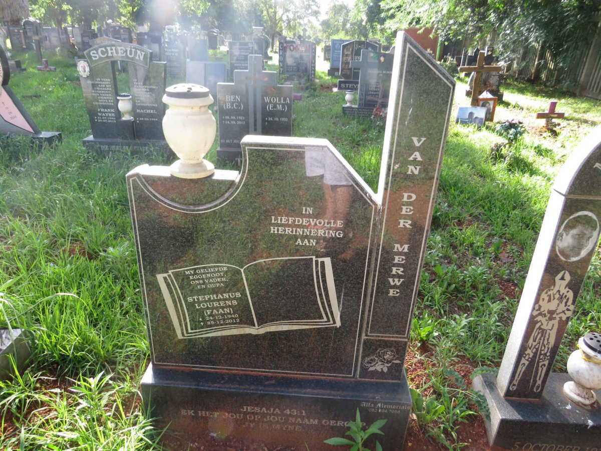 MERWE Stephanus Lourens, van der 1940-2012