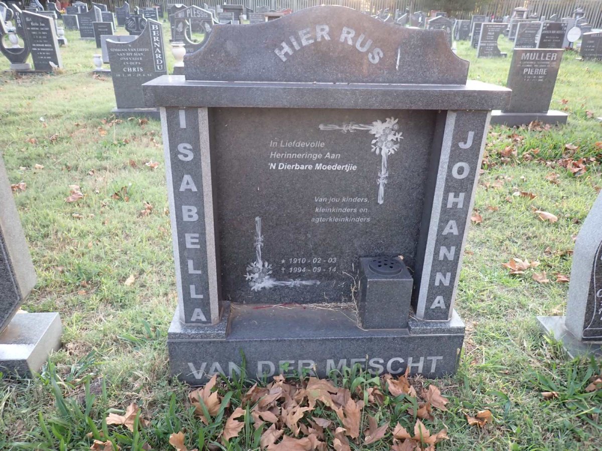 MESCHT Isabella Johanna, van der 1910-1994