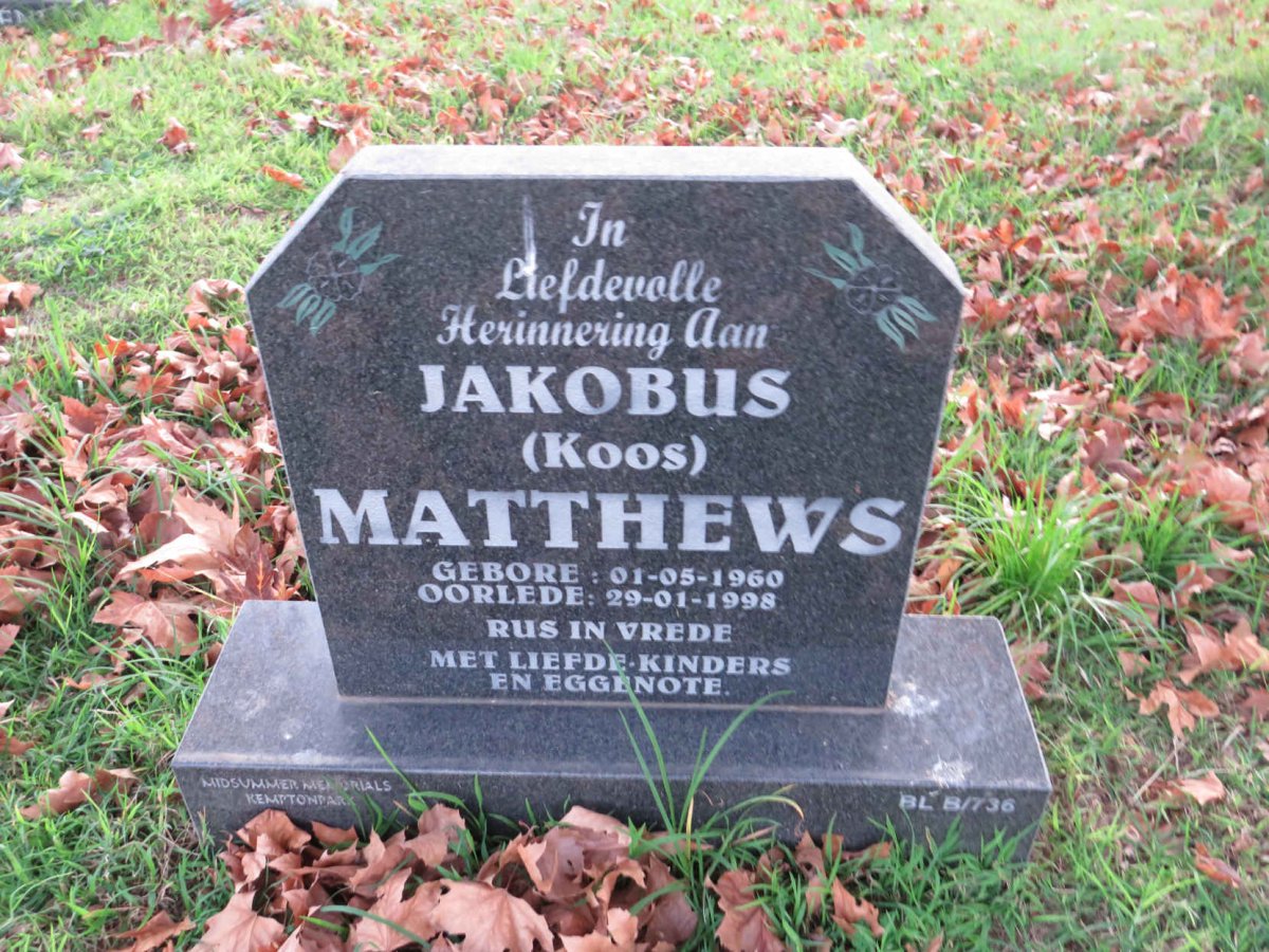 MATTHEWS Jakobus 1960-1998