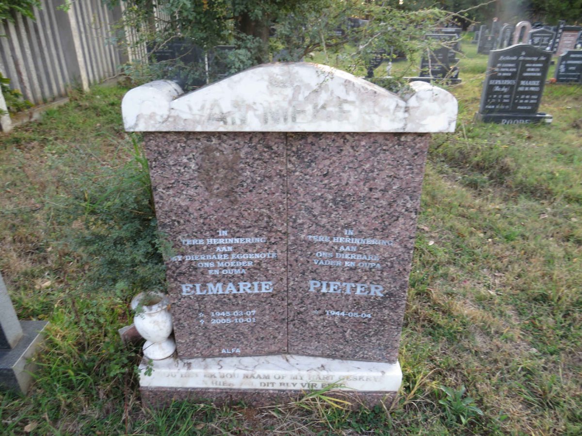 NIEKERK Pieter, van 1844- &amp; Elmarie 1945-2005