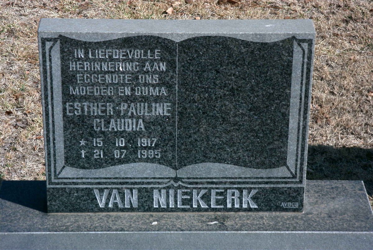 NIEKERK Esther Pauline Claudia, van 1917-1995