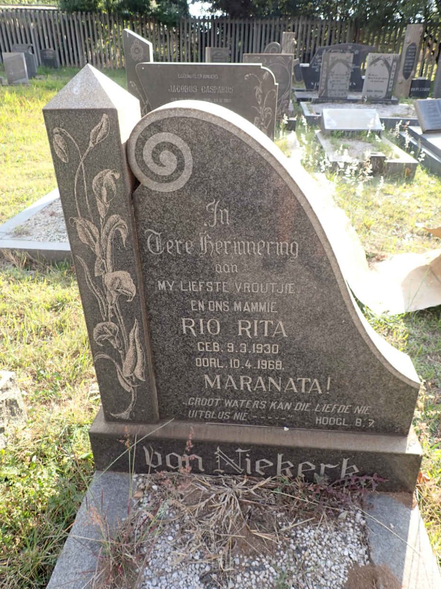 NIEKERK Rio Rita, van 1930-1968