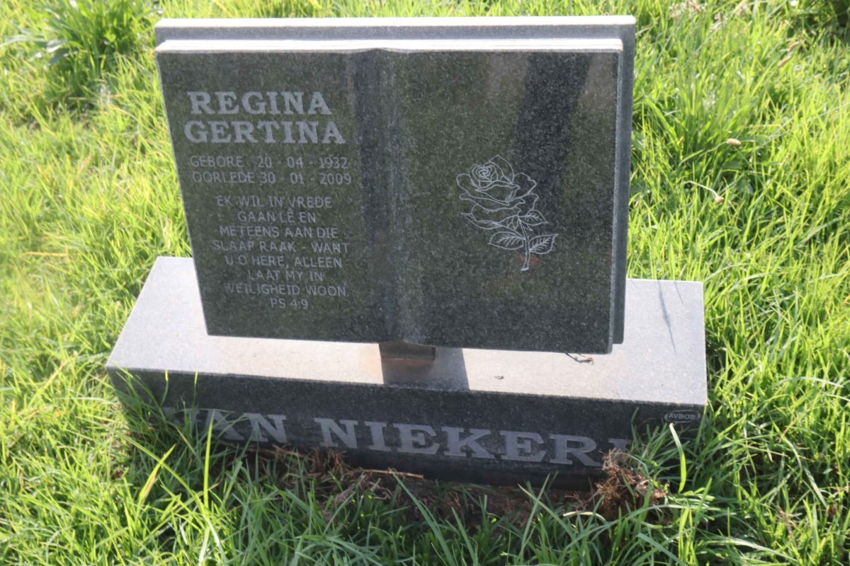 NIEKERK Regina Gertina, van 1932-2009