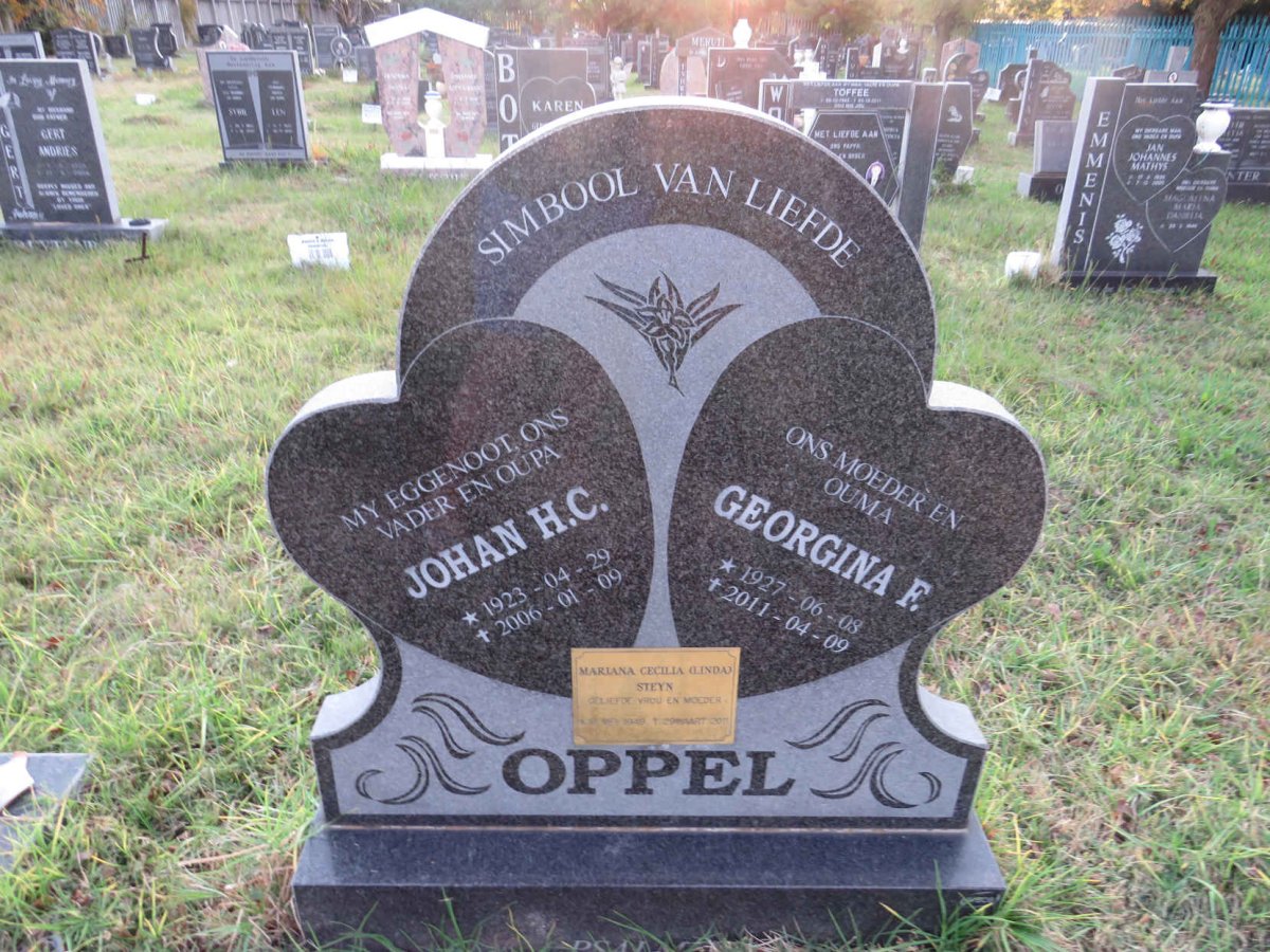 OPPEL Johan H.C. 1923-2006 &amp; Georgina F. 1927-2011 :: STEYN Mariana Cecilia 1949-2011 _1
