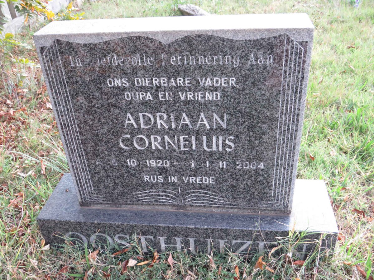 OOSTHUIZEN Adriaan Corneluis 1920-2004