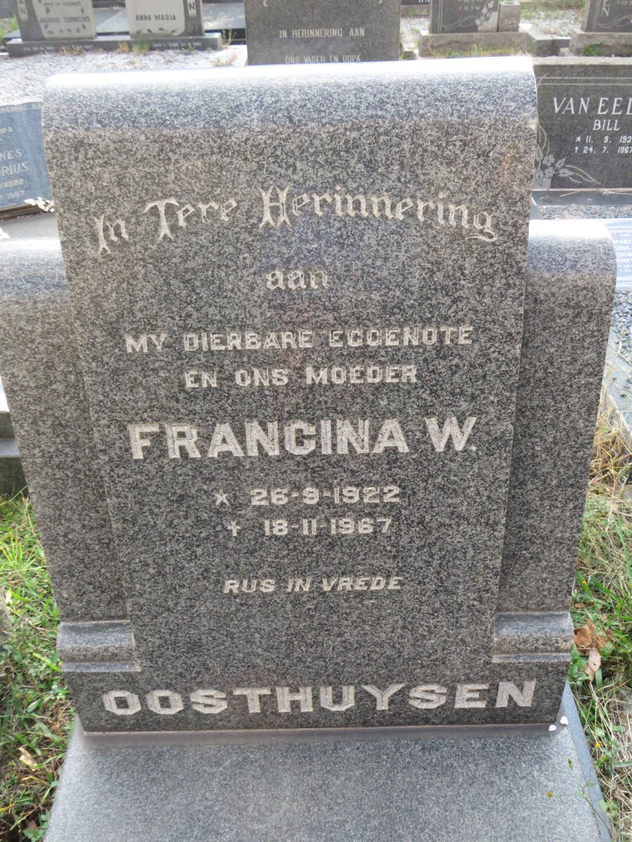 OOSTHUYSEN Francina W. 1922-1967