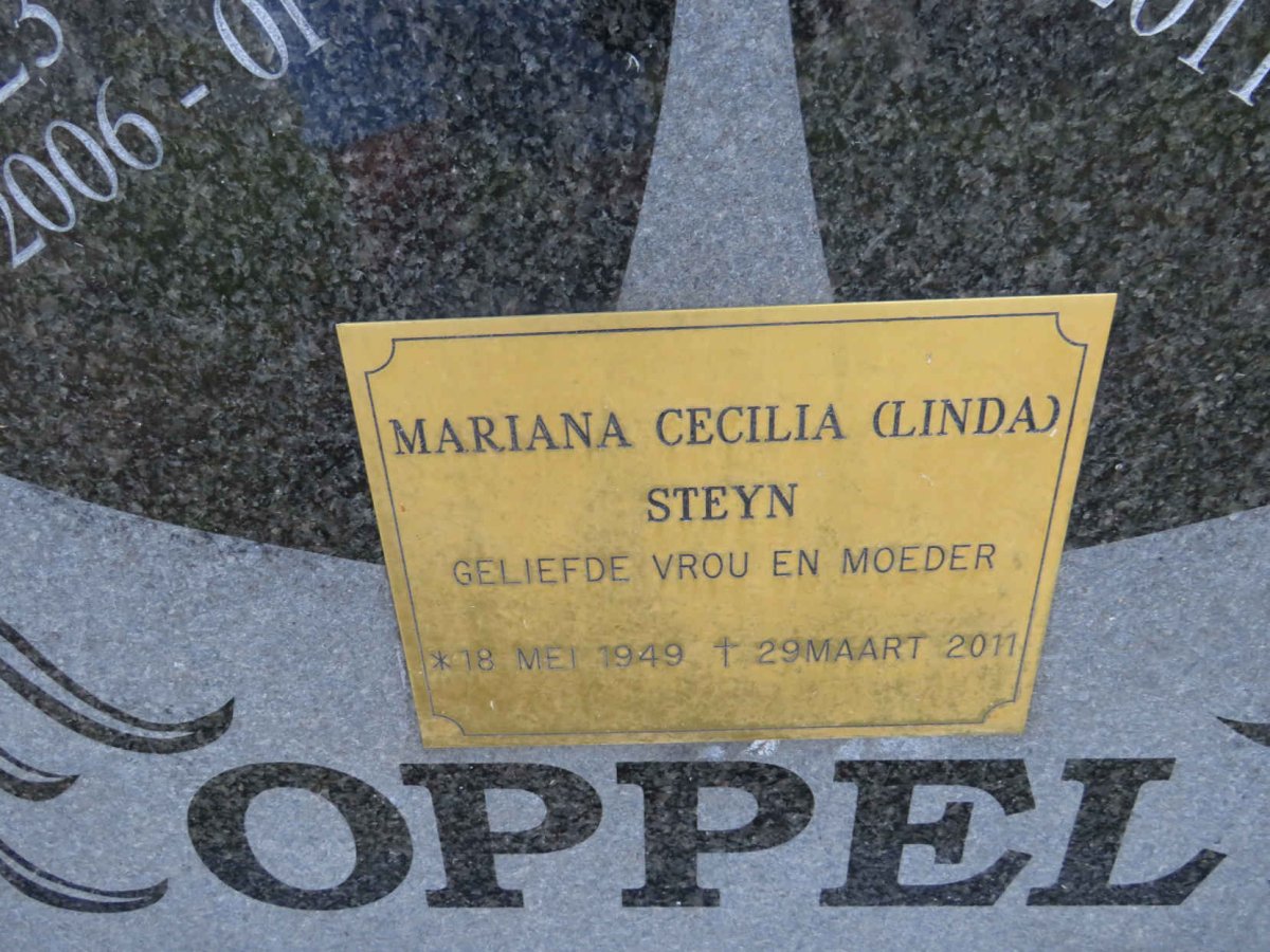 OPPEL Johan H.C. 1923-2006 &amp; Georgina F. 1927-2011 :: STEYN Mariana Cecilia 1949-2011 _2