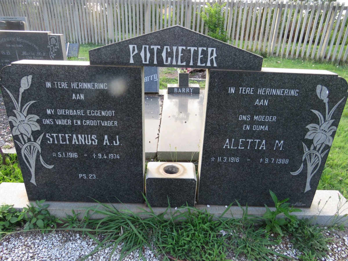 POTGIETER Stefanus A.J. 1916-1974 &amp; Aletta M. 1916-1988