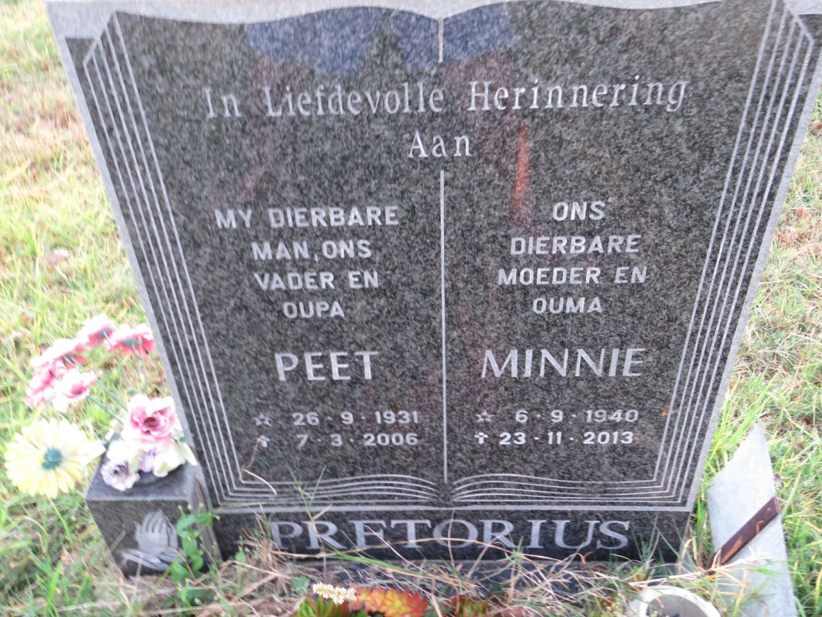PRETORIUS Peet 1931-2006 &amp; Minnie 1940-2013