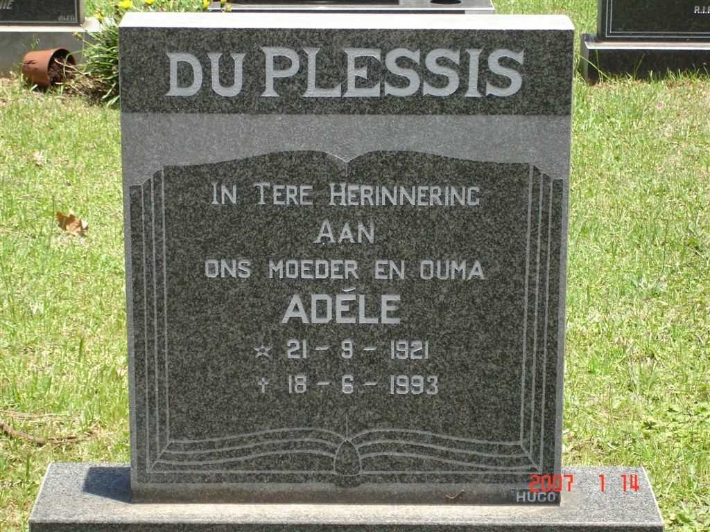 PLESSIS Adéle, du 1921-1993