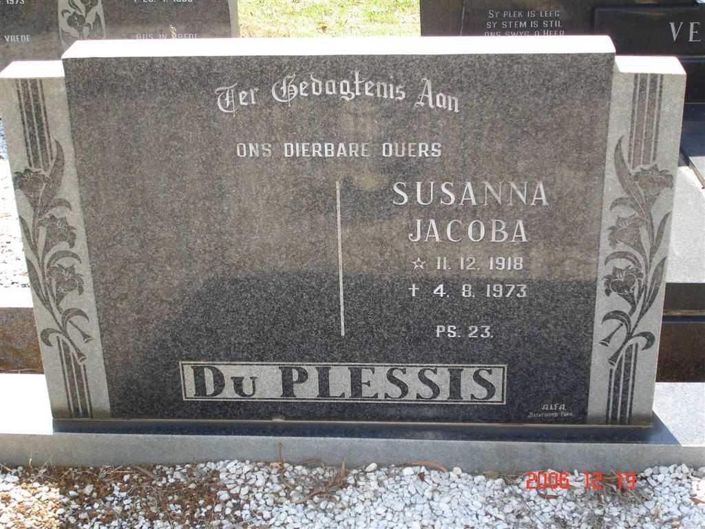 PLESSIS Susanna Jacoba, du 1918-1973