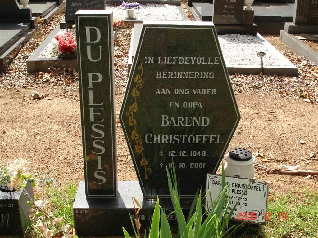 PLESSIS Barend Christoffel, du 1949-2001