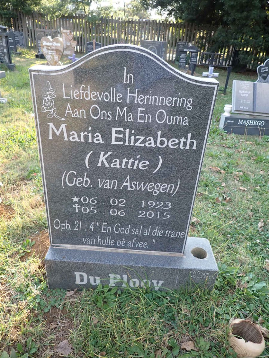 PLOOY Maria Elizabeth, du nee VAN ASWEGEN 1923-2015