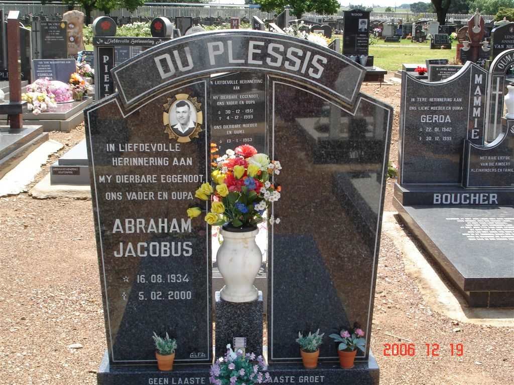 PLESSIS Abraham Jacobus, du  1934-2000