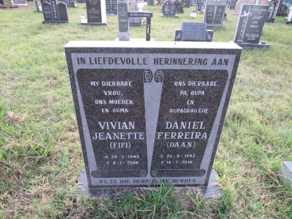 POTGIETER Daniel Ferreira 1942-2014 &amp; Vivian Jeanette 1943-2006